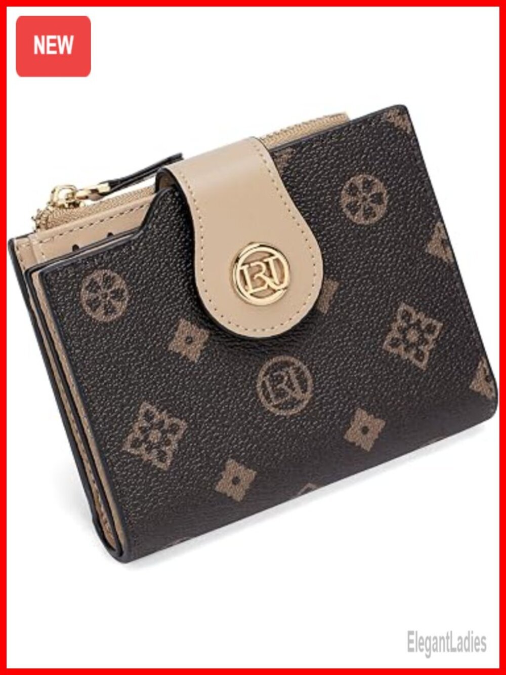 Small Soft Leather RFID Blocking Bifold Zipper Wallet Card Case